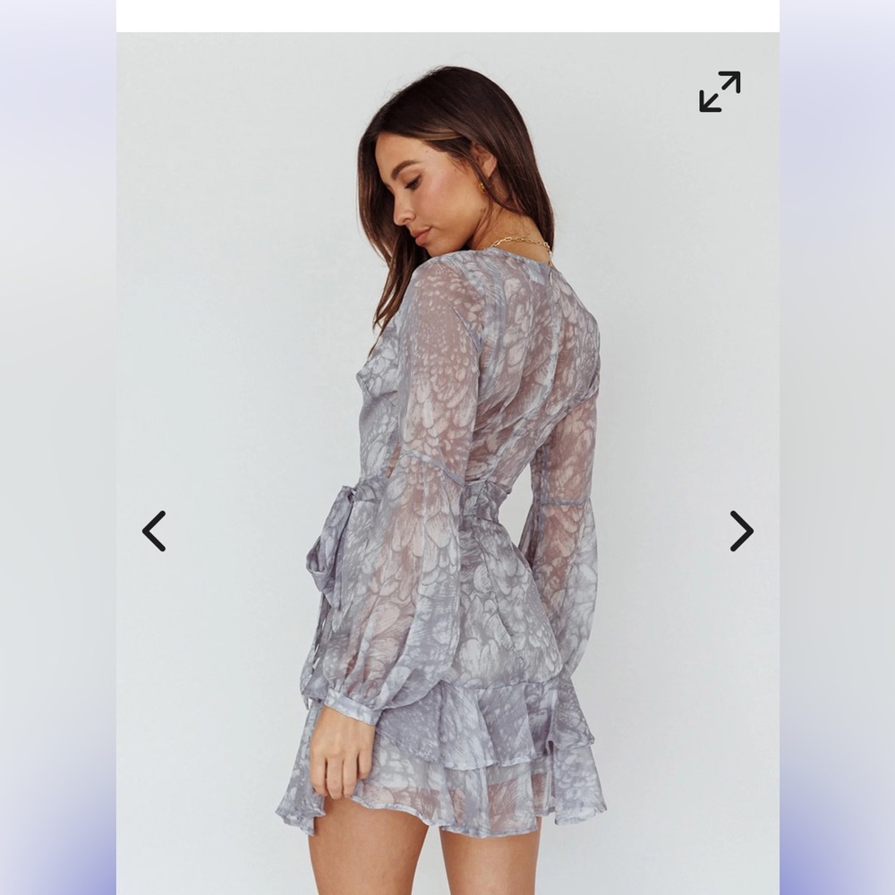 Kerry Layered Balloon Sleeve Dress Grey - size small